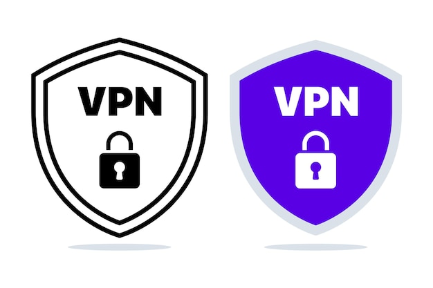 Vettore scudo vpn con lucchetto