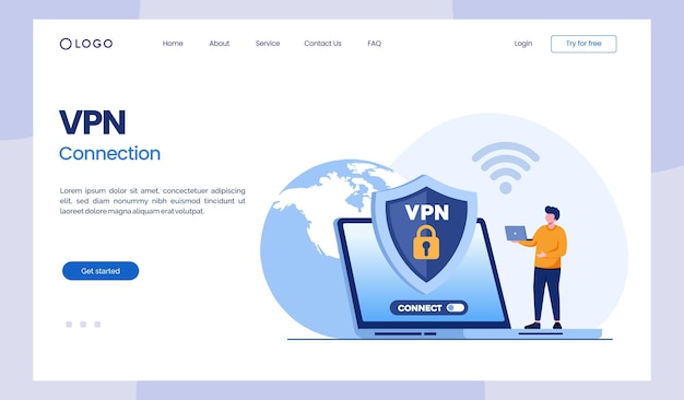 Vpn-technologie systeem browser deblokkeren website internet verbinding vlakke afbeelding vector