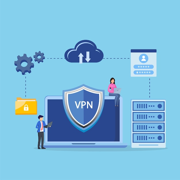 VPN-technologiesysteem Virtual Private Network browser deblokkeren website Veilige netwerkverbinding en privacybescherming