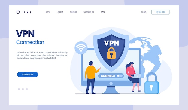 vpn technology system browser unblock website internet connection flat illustration vector