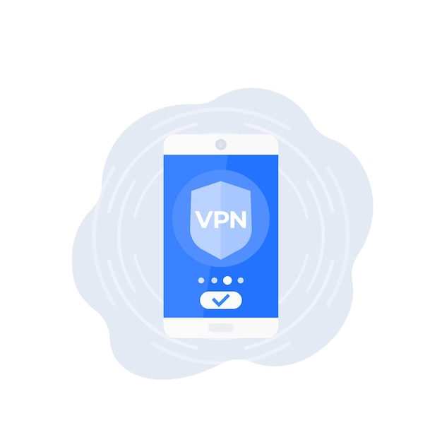 Vpn, vectorpictogram met slimme telefoon