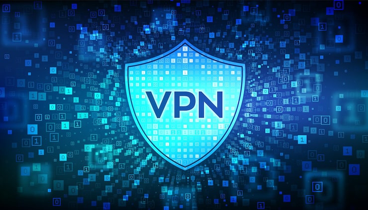 Vector vpn virtual private network data encryption ip substitute secure vpn connection concept cyber security and privacy binary data flow tunnel digital code with digits 10 vector illustration