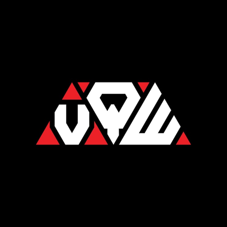 Vector vqw 三角形字母标志设计与三角形 vqw三角形标志设计 vqw 单体三角形矢量标志模板与红色 vqw的三角形标志 简单优雅和豪华的vqw标志