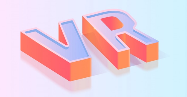 VR 3d Text Title Isometric Vector Template