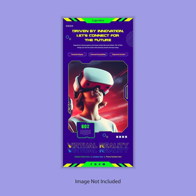 VR-box gaming DL flyer of rack card banner sjabloon afdrukontwerp