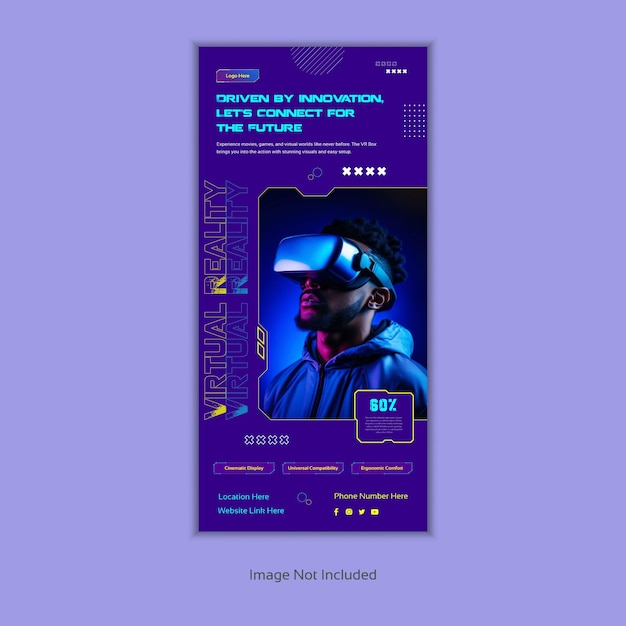 VR-box gaming DL flyer of rack card banner sjabloon afdrukontwerp