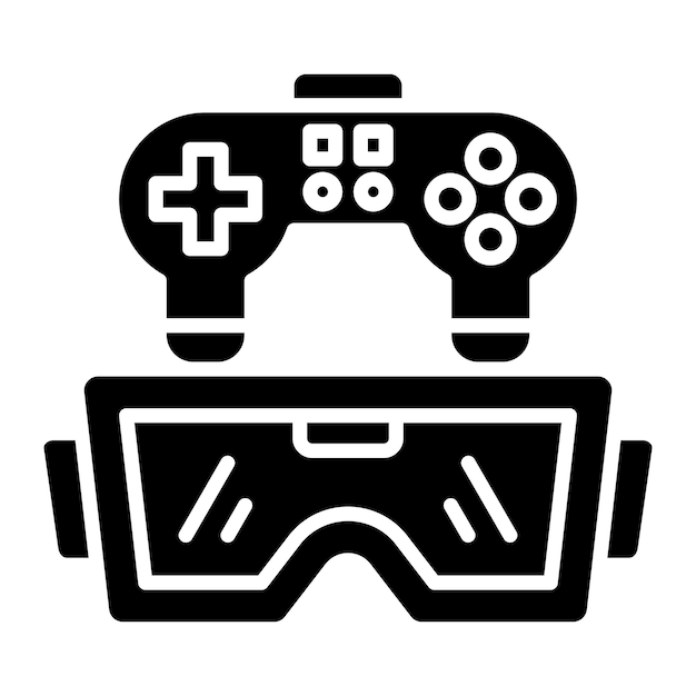 VR Game Glyph Solid Black Иллюстрация