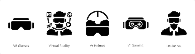 Vettore occhiali vr per la realtà virtuale e casco vr