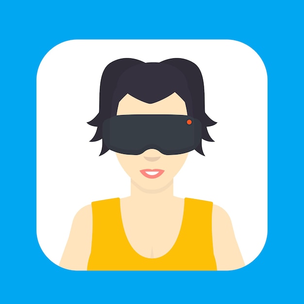 VR headset, girl in virtual reality glasses icon in flat style, vector illustration