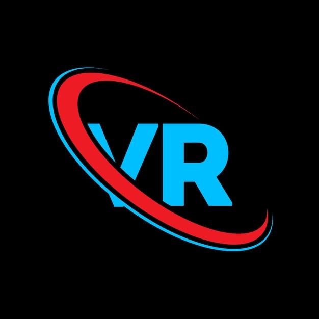 Vector vr letter logo ontwerp initiële letter vr gekoppelde cirkel hoofdletters monogram logo rood en blauw vr logo