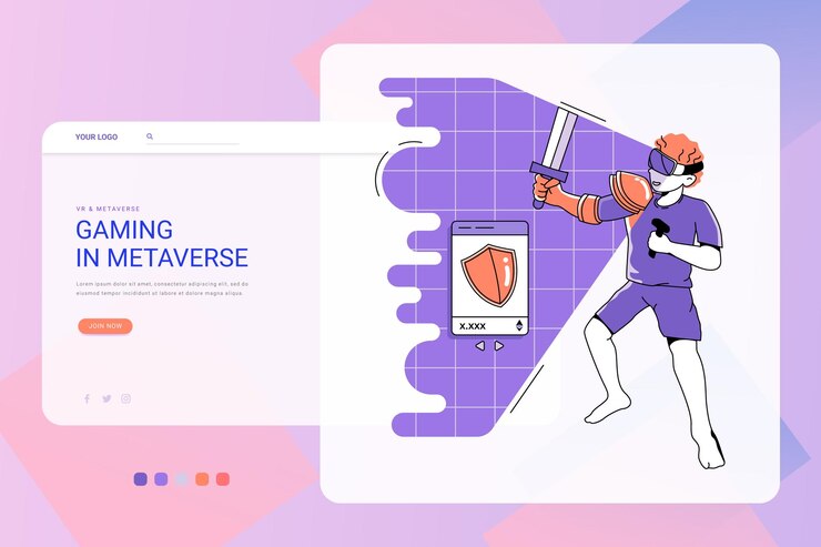 Vector vr and metaverse future technology illustration