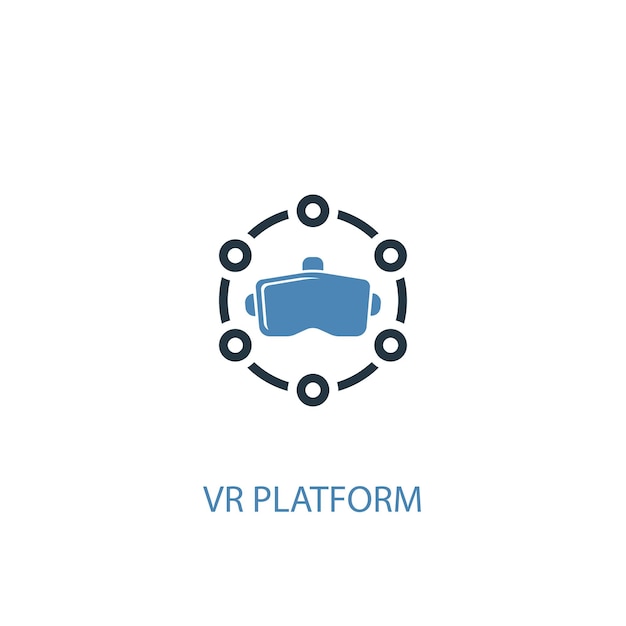 Icona colorata di concetto 2 di piattaforma vr. illustrazione semplice dell'elemento blu. progettazione di simboli di concetto di piattaforma vr. può essere utilizzato per ui/ux mobile e web