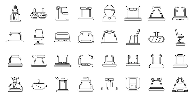 Vr platform icons set outline vector Augmented reality