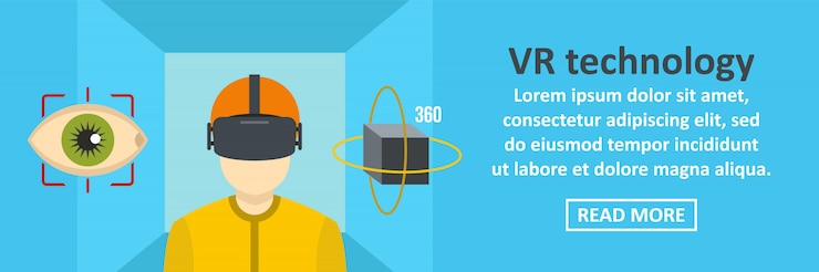 Vector vr technology banner template horizontal concept