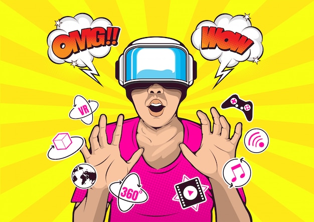 Vr virtual reality-bril pop-art