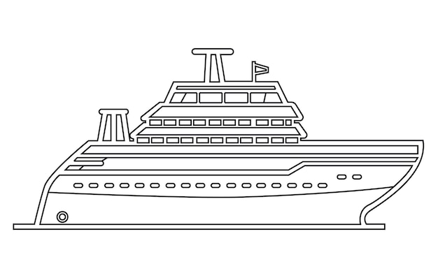 Vector vrachtschip lijn vectorillustratiemilitair schip overzicht vector