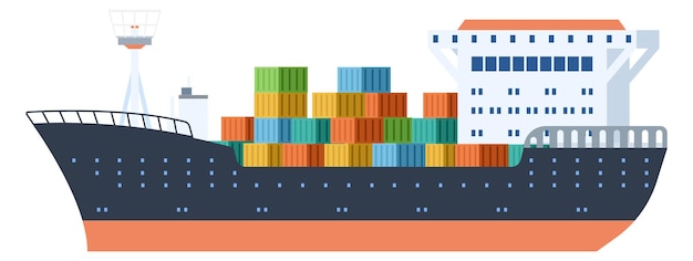 Vrachtschip met kleur industriële vrachtcontainers icoon