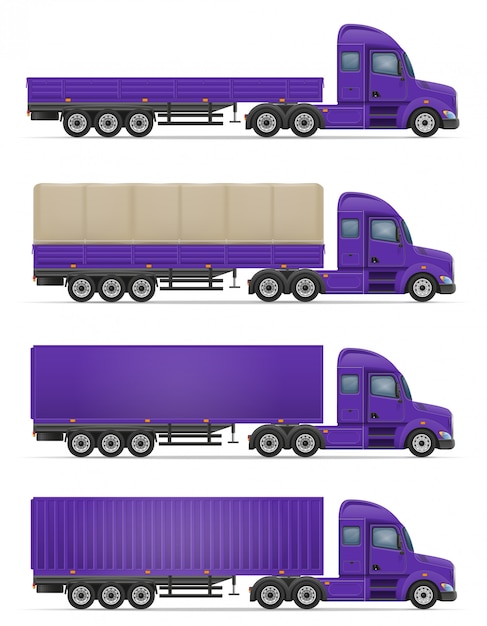 Vector vrachtwagen oplegger voor vervoer van goederen vectorillustratie