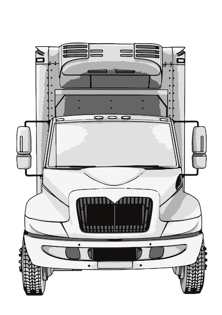 Vrachtwagen schets witte achtergrond vector