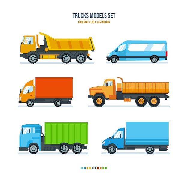 Vector vrachtwagens voor het vervoer van goederengazelle-auto voor transportmensen