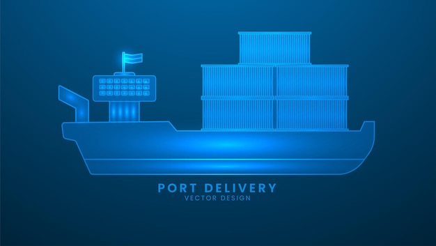 Vrachtzeehaven Wereldwijde verzendoplossingen Transportlogistiek schip havenbezorgservice illustratie