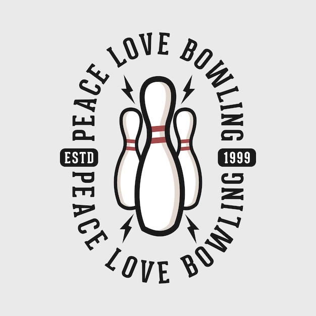 Vrede liefde bowling vintage typografie belettering bowlingbal t-shirt design