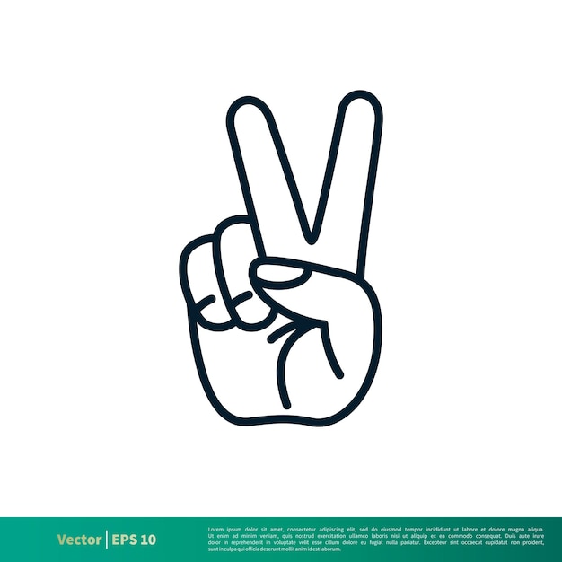 Vrede Overwinning Gebaar Vinger Pictogram Vector Logo Sjabloon Illustratie Ontwerp Eps 10