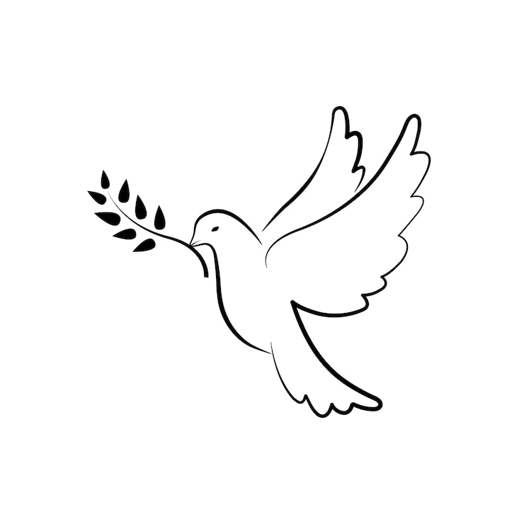 Vector vredesduif symbool. duif met olijftak. hand getekende duif. vectoreps10