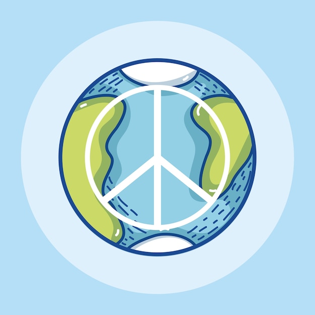 Vector vredessymbool over wereld