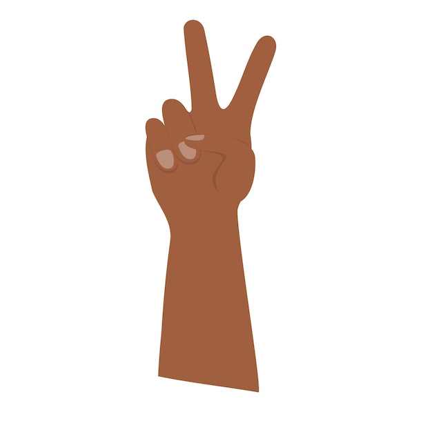 Vredessymbool van vinger Afrikaanse hand Vredesarm geïsoleerd op witte achtergrond