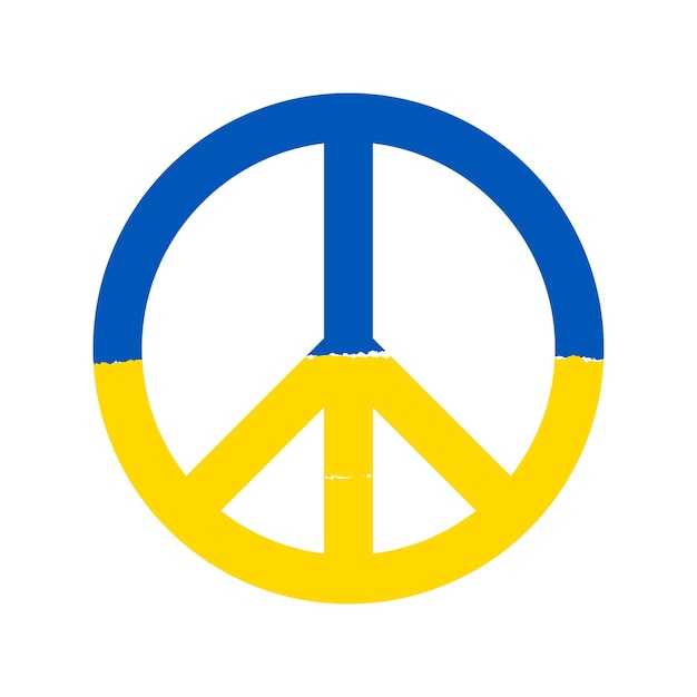 Vredessymboolteken gekleurd met blauwe en gele Oekraïense vlag Vrede voor Oekraïne Vectorillustratie