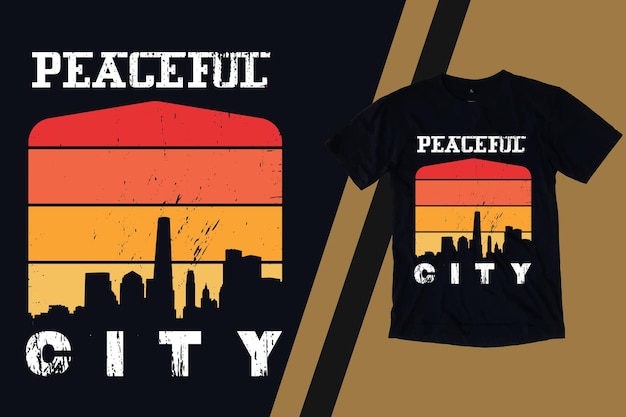Vreedzaam stads retro t-shirtontwerp
