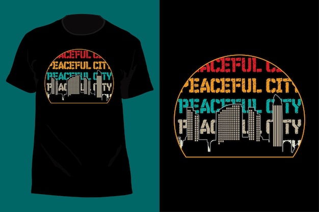 Vreedzame stad T-shirtontwerp Retro Vintage