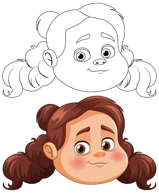 Vreugdevol meisje met pigtails Vector illustratie