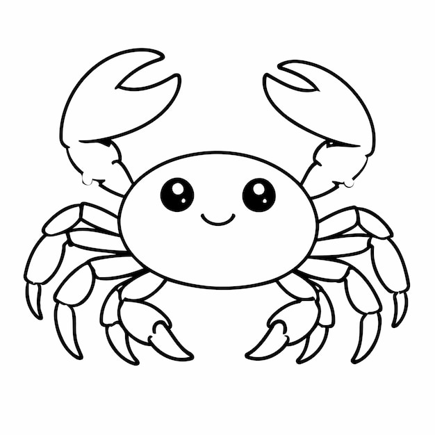 Vector vreugdevolle krab tekening voor kinderen pagina.