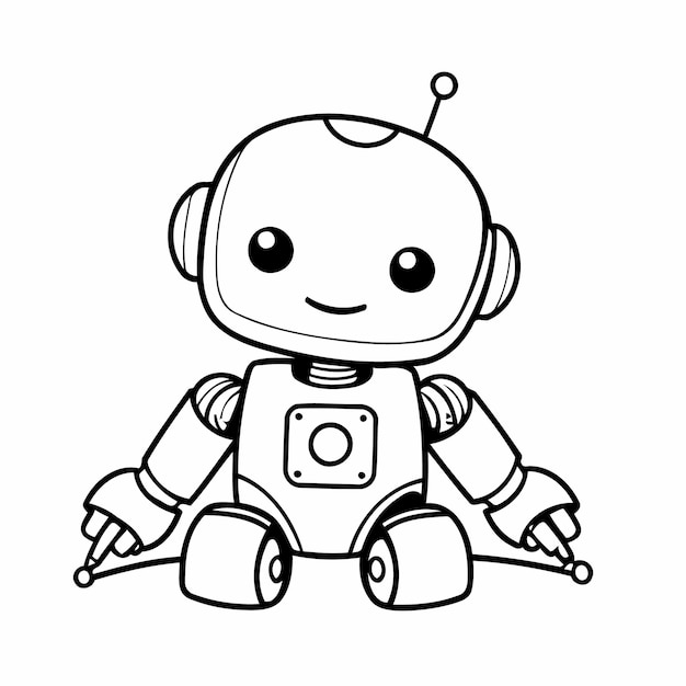 Vreugdevolle robot doodle illustratie voor kinderboeken