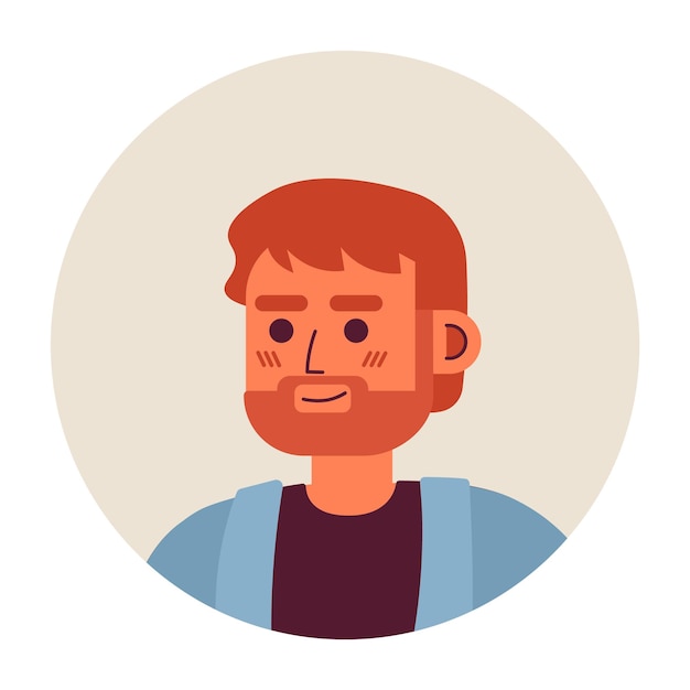 Vriendelijke roodharige Europese man semi-plat vector karakter hoofd Leuke man met rode baard Bewerkbare cartoon avatar icoon Gezichtsemotie Kleurige spot illustratie voor web grafisch ontwerp animatie