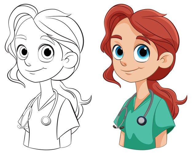 Vector vriendelijke vrouwelijke dokter cartoon personage