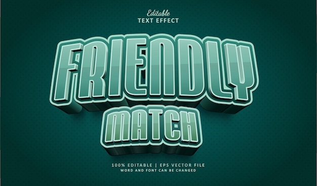 Vector vriendelijke wedstrijd bewerkbare tekst effect stijl 3d sport vintage logo spel strip