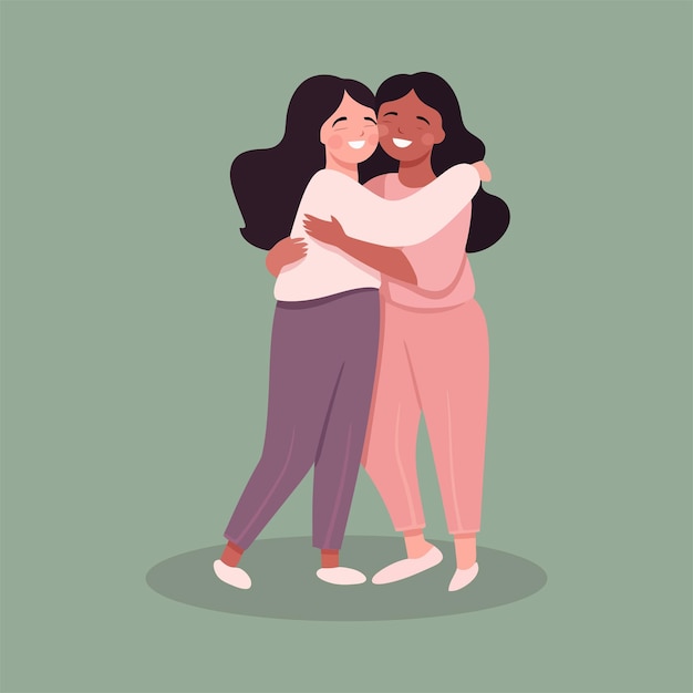 vrienden omhelzen elkaar platte vector illustratie 15