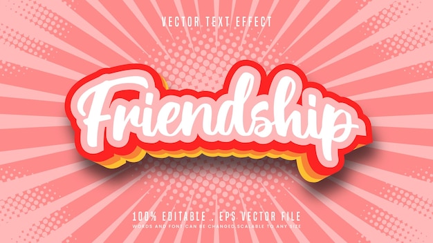 Vriendschap 3d bewerkbare teksteffect lettertypestijl