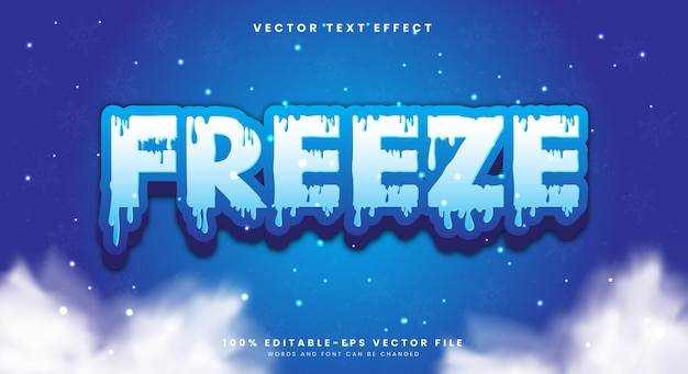Vries 3D bewerkbare tekst-effect sjabloon geschikt voor besneeuwde achtergrond