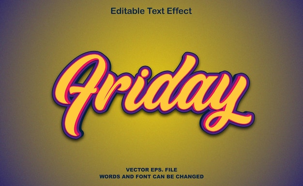 Vector vrijdag teksteffect, zwarte vrijdag 3d bewerkbaar vector teksteffect