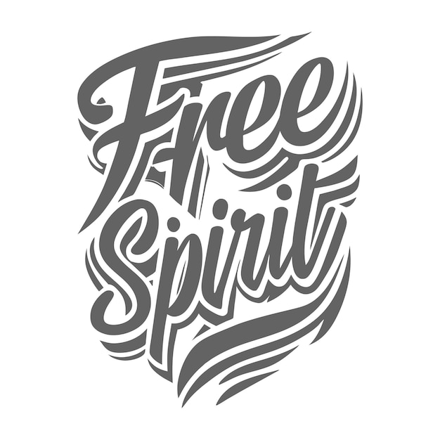 Vrije geest met de hand getekende motivatie lettering typografie citaat