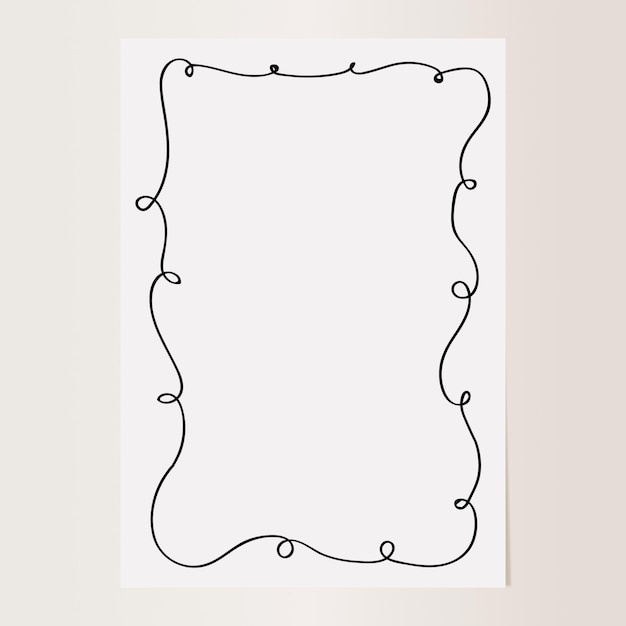 Vector vrije golvende curvy frame border grillige handgetekende minimalistische