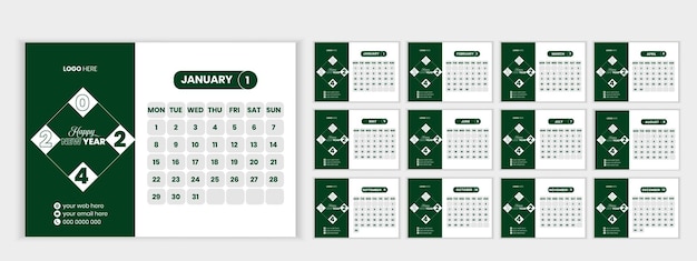 Vrije vector abstracte kalender sjabloon ontwerp