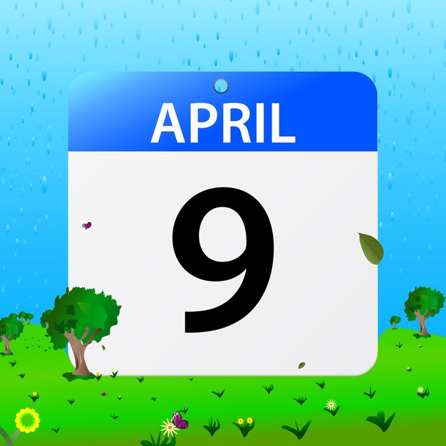 Vector vrije vector april data op platte ontwerp vector kalender