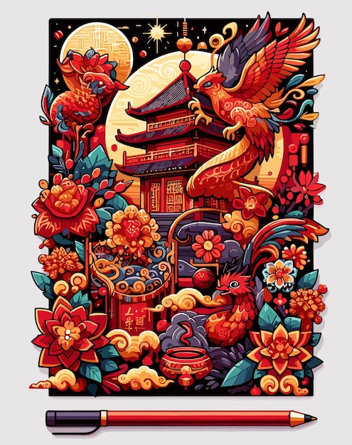 Vector vrije vector handgetekende chinese draak patroon ontwerp