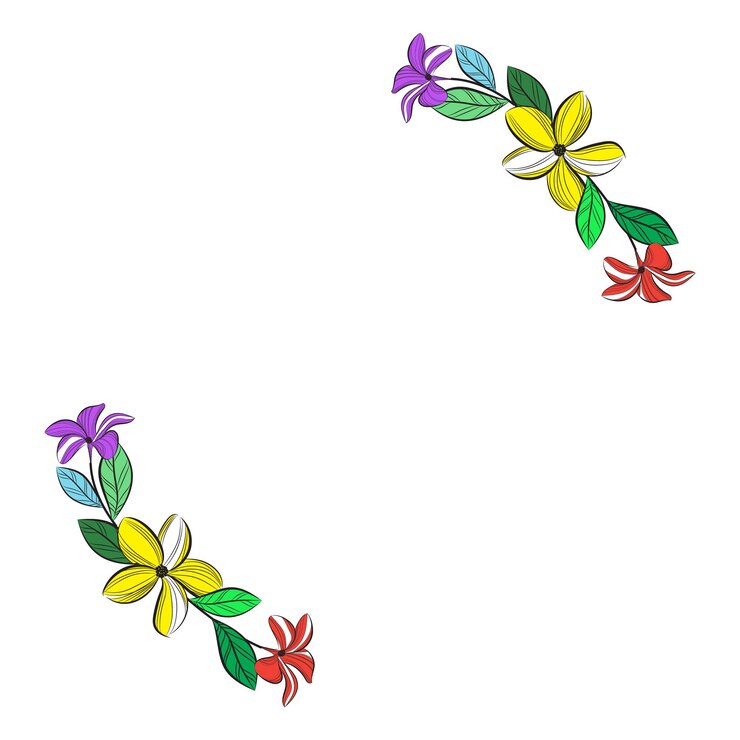 Vector vrije vector met de hand getekende bloemranden frames scheiders met bloemen en bladeren