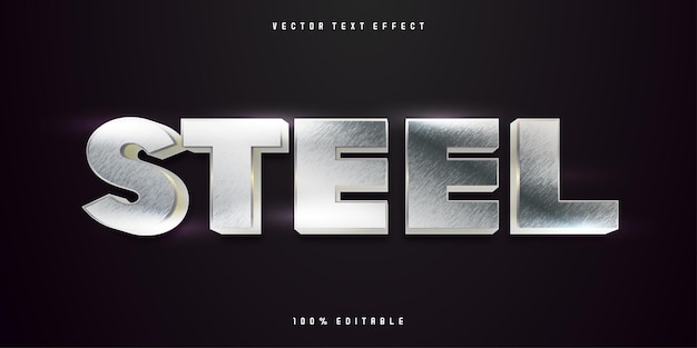 Vrije vector metallic steel tekst effect bewerkbaar glanzende en elegante tekst stijl